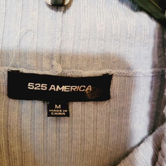 525 America womens blue ribbed puff shoulder long sleeved turtleneck sweater Med - Picture 4 of 11